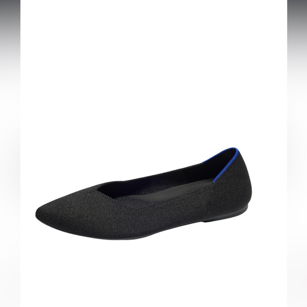 Rothy's The Point II Black w blue  Pointed Toe Insole Ballet Flats 7 like new